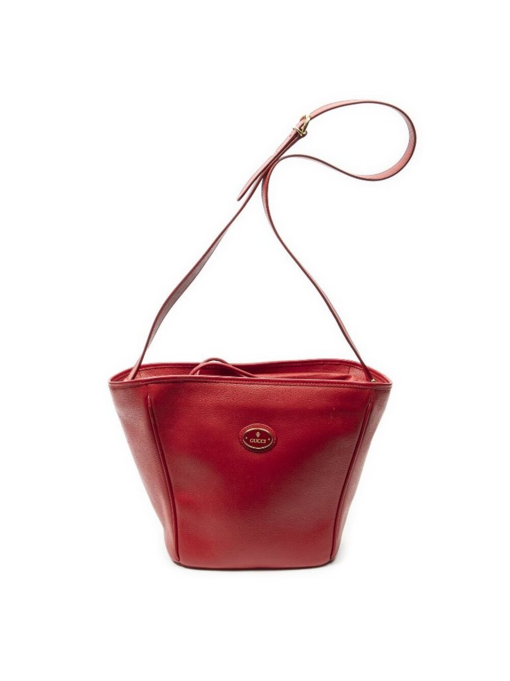 Gucci Vintage Drawstring Backpack Red Grain Calfskin Leather